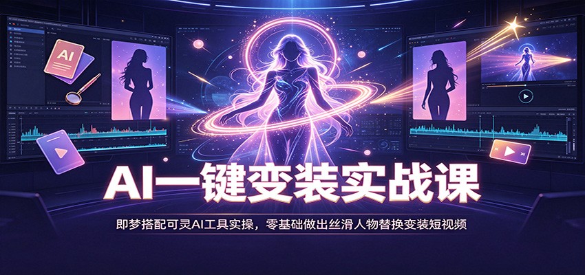 AI一键变装实战课：即梦搭配可灵AI工具实操，零基础做出丝滑人物替换变装短视频-云网创